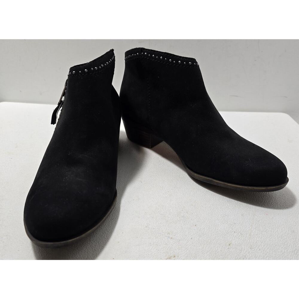 Lucky Brand Boots Black Suede Studded Ankle Booties Boho Western Moto Sz 8 NWT